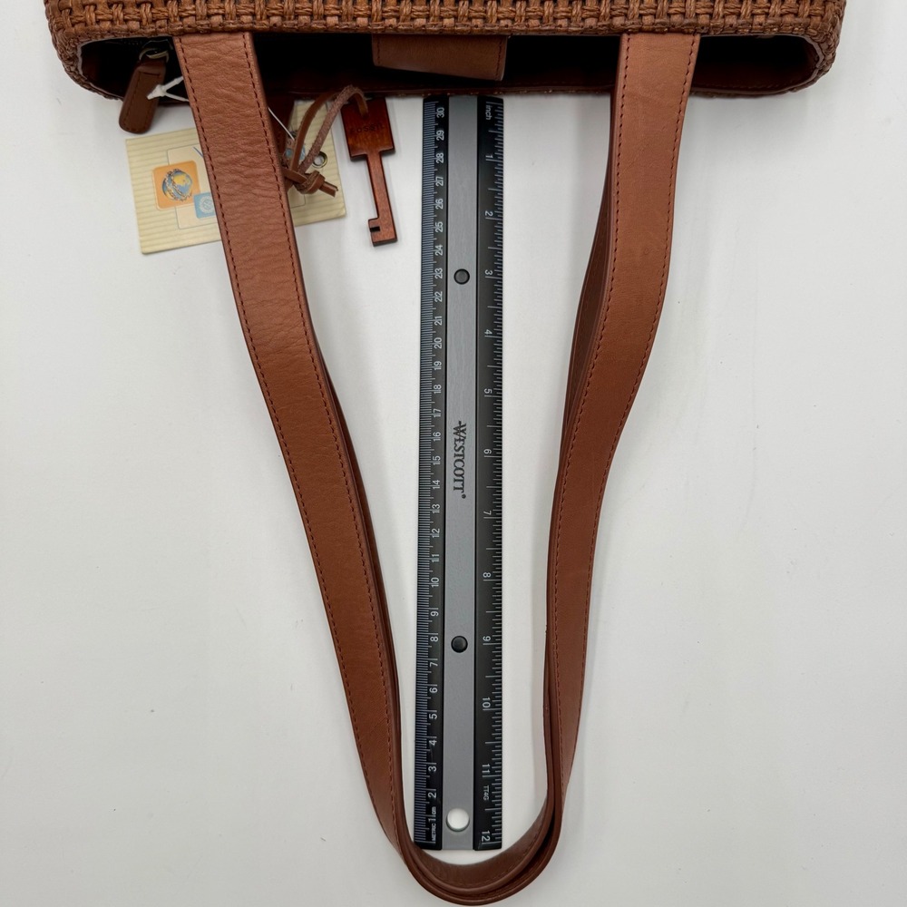 NWT Fossil Constance Shopper Tote Basketweave Shoulder Bag Women Brown Boho Chic - Picture 13 of 16